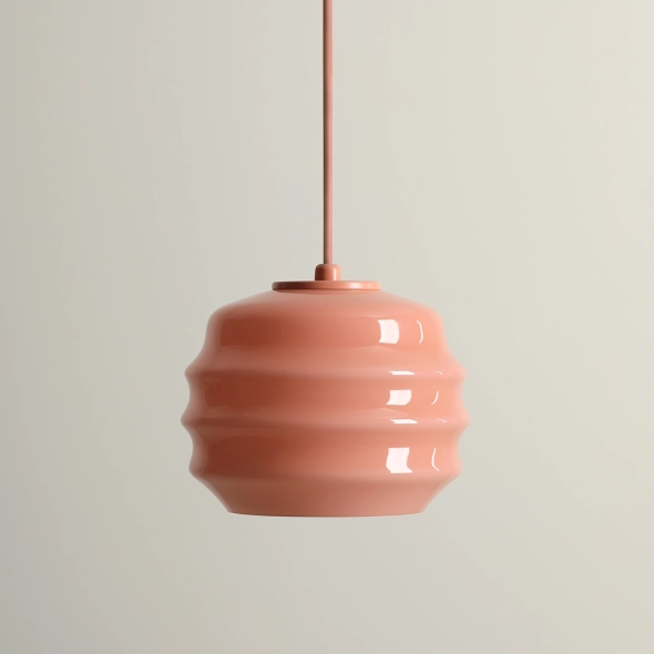 Koralowa lampa wisząca ze szklanym kloszem PUFF GLAZE CORAL