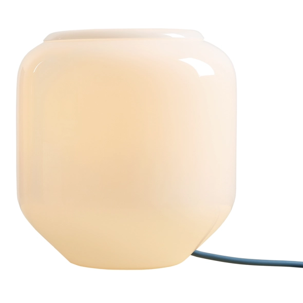 Mała, minimalistyczna lampa biurkowa z błękitnym kablem FLASK TABLE S SAPPHIRE proj. Mikołaj Nicer (Nicer Design)