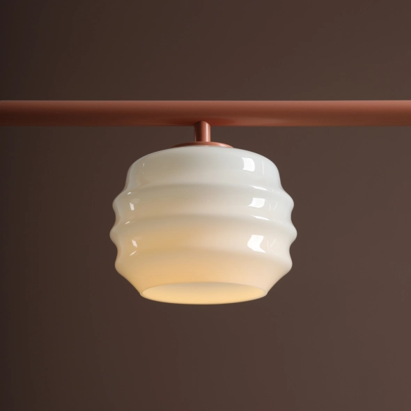 Trzypłomienna lampa wisząca w koralowym kolorze ze szklanymi kloszami PUFF 3 CORAL