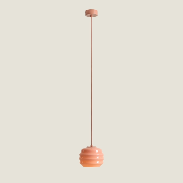 Koralowa lampa wisząca ze szklanym kloszem PUFF GLAZE CORAL