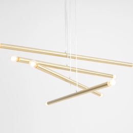 Lampada a sospensione di design, ottone spazzolato TUBO 8 BRASS