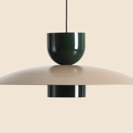 Große Pendelleuchte mit Flaschenmotiv NUTTA Beige/Bottle Green (Ø65 cm)
