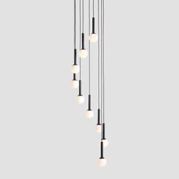 Lampada a sospensione moderna a cascata per ambienti alti RIU 9 BLACK