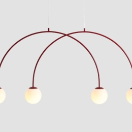 Große Bogen-Pendelleuchte UNA 4 RED WINE (Short)