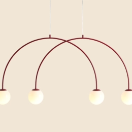 Große Bogen-Pendelleuchte UNA 4 RED WINE (Short)
